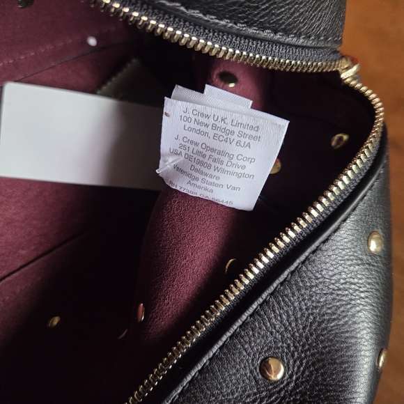 J. Crew Delphine Leather Studded Shoulder Bag Handbag Black Gold Tone Hardware - Picture 12 of 14